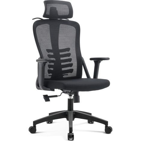 Silla de oficina ergon贸mica giratoria tipo Juliet ventilada, color negro moderno. (1/5)