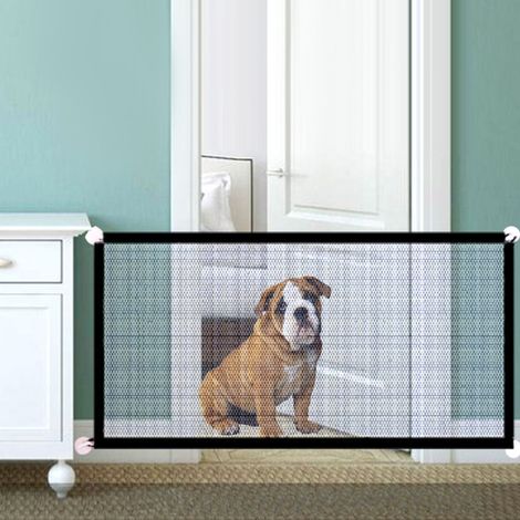 Barrière de sécurité pour chien, clôture en filet sans danger pour animaux domestiques, barrière de sécurité pliable et portable pour bébé, installation facile partout, 110 x 72 cm (1/5)