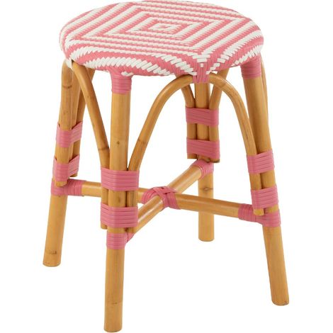 Tabouret en Rotin "Danial" 44cm Rose