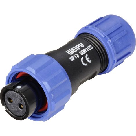 connecteur de cable femelle, droit 2 pôles 13 A 250 V/AC IP68 Weipu SP1310 /S 2 I D21466 (1/2)