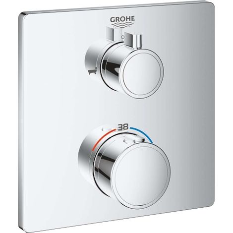 Grohe – Mitigeur thermostatique bain/douche – Tête de robinet en laiton – Finition chromée – Débit 27 l/min – Arrêt de sécurité à 38 °C (1/7)