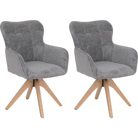 Lot de 2 chaises de salle à manger HWC-Q35, chaises de cuisine avec accoudoirs pivotants et retour a (1/2)