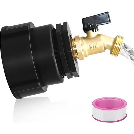 Adaptateur De Réservoir IBC,Robinet Cuve 1000L IBC Adaptateur De Cuve 3/4 Vanne Robinet Laiton Connecteur De Tuyau Tonne Baril Raccord Adaptateur pour Récupérateurs Eau De Pluie Raccord Sortie Raccord (1/4)