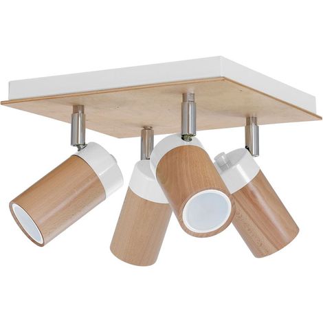 Plafonnier Milagro Baron 4 spots GU10 35W bois blanc (1/5)