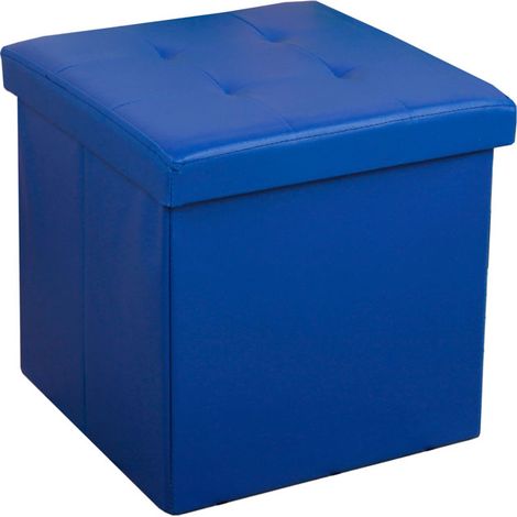 Coffre de Rangement Pouf Pliable PVC 38cm - bleu