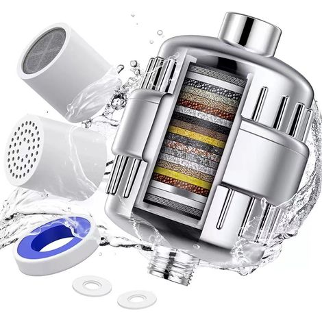 Filtro per soffione doccia a 20 stadi - 1 cartuccia, filtro per acqua dura, rimuove le impurità nocive, filtro per soffione doccia ad alta capacità (1/4)