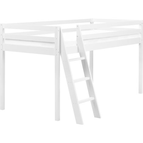 Cama de media altura con somier 90 x 200 cm infantil madera de pino blanco Ascoux (1/5)