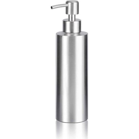 Distributeur de savon en acier inoxydable, distributeur de liquide vaisselle de 350 ml, rechargeable (1/5)