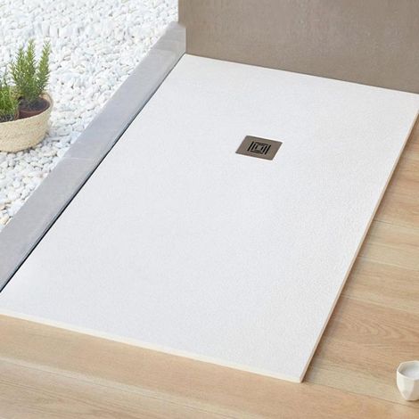 Duschwanne extra flach LOGIC Schieferoptik WEISS 90 x 90 cm