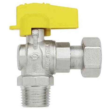 GRIFO DE CODO PARA GAS MACHO/ TUERCA GIRATORIA 1/2" x 1/2"