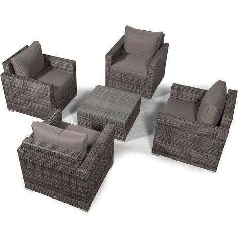 Giardino Sydney 4 Seater Rattan Conversation Sofa Set - Grey (1/5)