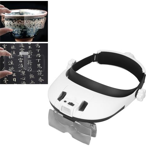 Loupe frontale rechargeable MG81000NC avec 8 LED (couleurs chaudes et froides) et 5 niveaux de grossissement pour les travaux de précision, la réparation, la lecture et l'évaluation de bijoux et d'obj (1/5)