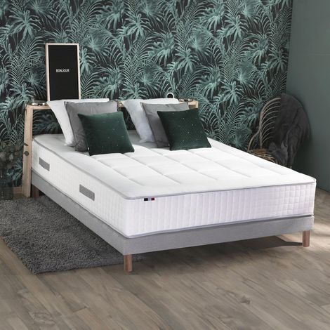 Pack complet avec matelas 28 BELLAGIO 2 sommier oreillers et couette 140 x 190 (1/5)