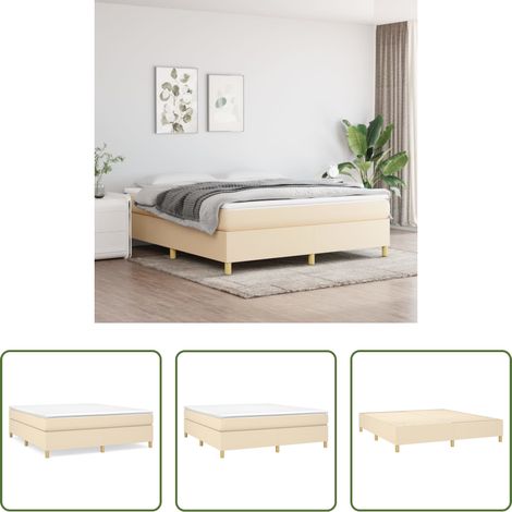 Matratze - Boxspringbett mit Matratze Creme 160x200 cm Stoff (1/5)