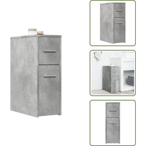 vidaXL Armoire de salle de bain étroite avec roulettes gris béton
