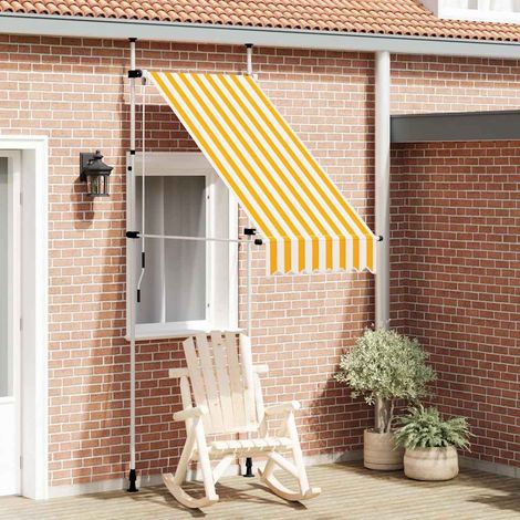 Auvent rétractable manuel-Store banne 100 cm Rayures oranges et blanches (1/5)