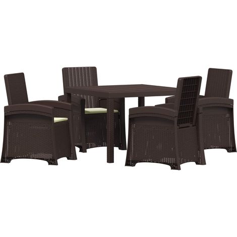 Maison Exclusive - Set da Pranzo per Giardino 5 pz Marrone e Crema PP (1/5)