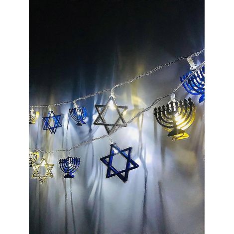 100 % neue Ornament-Dekoration, Fenster, LED-Lichter, wasserdicht, zum Aufhängen für jüdisches Judentum, Chanukka, Chanukka-Synagoge, Pessach-Schabbat (1/5)
