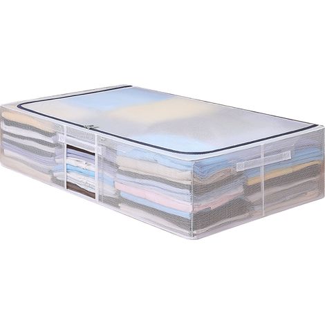 Coffre de Rangement Vêtements Transparent avec Couvercle, Grande Capacité 70L, Imperméable et Anti-Humidité, Structure en Acier, Dimensions 80x47x18cm, Boîte de Rangement pour Chambre, Lot de 1 (1/5)