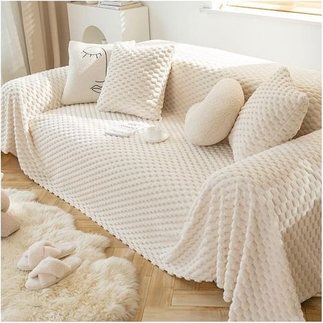Velvet sofa cover - Fleece throw for sofa/couch - L-shaped fleece throw - 180 x 130 cm (1/3)