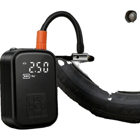 Compresor de neumáticos portátil, inflado rápido, funcionamiento inalámbrico, color negro, funciona con pilas. (1/2)
