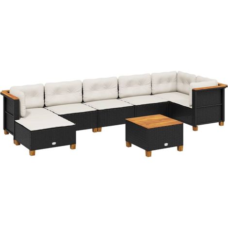 vidaXL Set Divani da Giardino con Cuscini 8 pz Nero in Polyrattan (1/5)