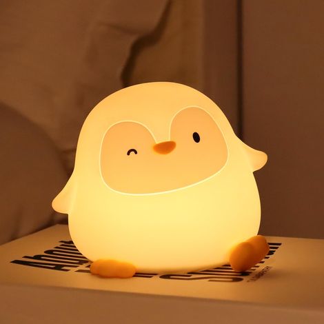 Weiches Pinguin-Nachtlicht aus Silikon für Kinder – USB-wiederaufladbare LED-Lampe, angenehm weich, langlebiger Akku, Touch-Bedienung – niedliches Pinguin-Licht, perfekt für Kinderzimmer, als Dekorati