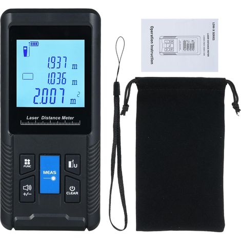 Digital laser rangefinder, smart laser rangefinder with unique continuous volume area, Pythagorean measurement modes, portable measuring tool, 120 m/393 ft