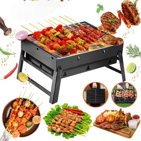 Petit barbecue pliable au charbon de bois Portable 43 cm x29 cm x 22 cm Pour pique nique, jardin, terrasse, camping, voyage (1/5)