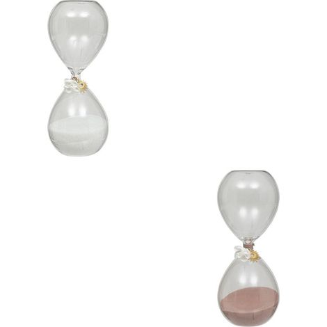 Reloj de arena de cristal Flo de 20 cm con arena blanca. (1/5)