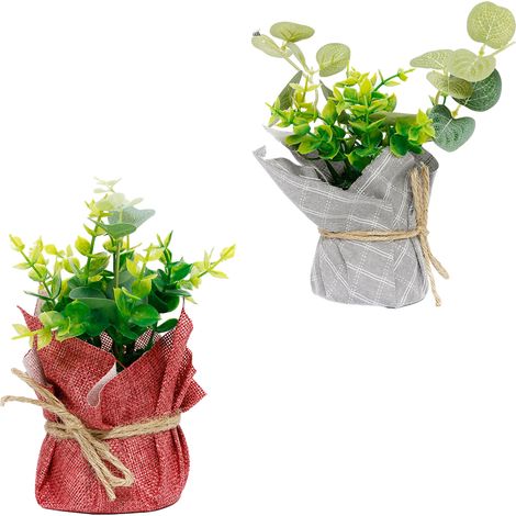 Lot de 2 plantes artificielles décoratives pour bureau, accessoires photo et fêtes, fausses plantes en pot pour table, simulant la verdure, idéales pour le salon, la salle de bain ou la cuisine. (1/5)