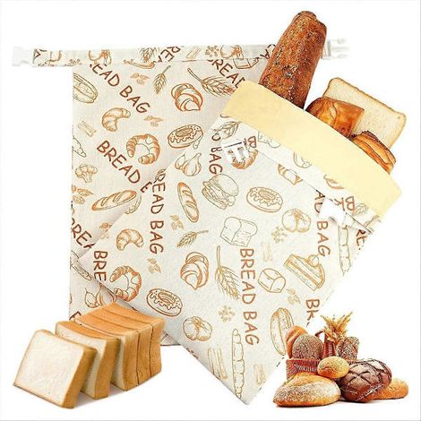 Bolsas reutilizables de cera de abeja para pan (paquete de 2), bolsas de cera de abeja para pan de masa madre/casero, hechas de tela de algodón encerado natural [DB]