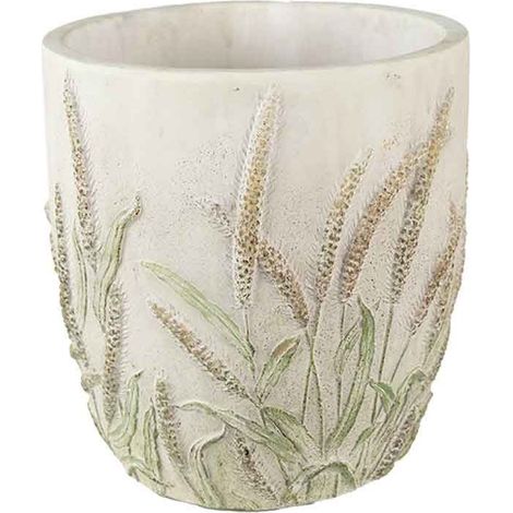 Pot de fleurs pierre tiges de blé beige vert 20x20cm (1/2)