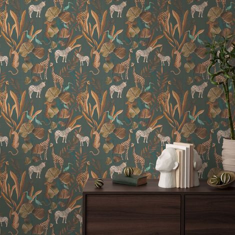 Papier peint intissé Jungle & Tropical Marron, Vert - 10,05 x 0,53 m (1/5)