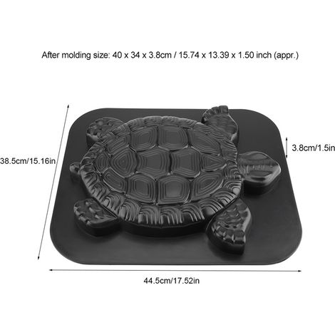 Molde de hormigón para adoquines – ABS – diseño de tortuga – 44,5 x 38,5 cm – negro – para jardines, villas y balcones – 1 unidad por paquete (1/5)