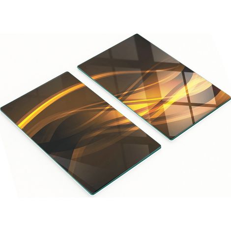 Tablas de cortar de cristal para cocina con estampado abstracto de olas, 2 x 30 x 52 cm.