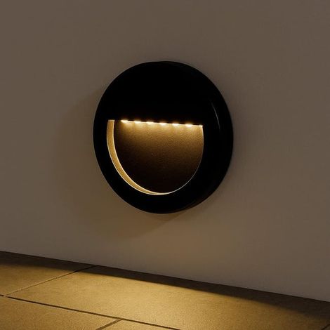 Voyant LED rond extérieur, mural, 3 watts, adapté aux escaliers et aux allées, indice de protection IP65, noir,lumière blanche chaude. (1/5)