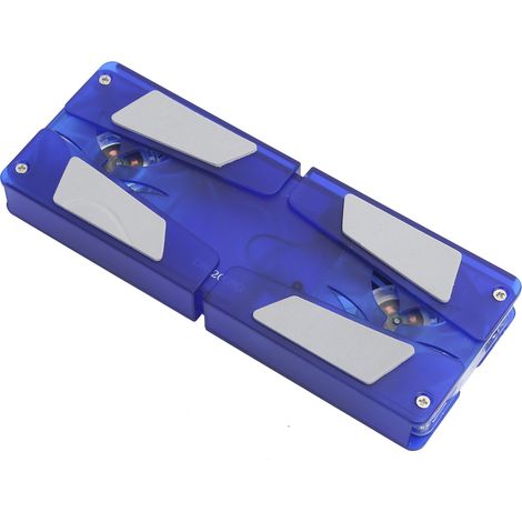 Support de refroidissement pour ordinateur portable DR-2008G, pliable et portable, avec double ventilateur USB et LED transparente à lumière bleue. (1/5)