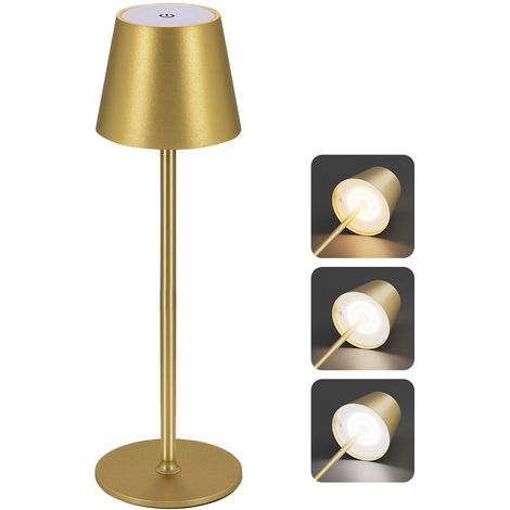 Lampes de table sans fil, lampe de bureau LED rechargeable, lampe tactile sans fil à 3 températures de couleur, lampe de chevet à gradation continue (1/5)