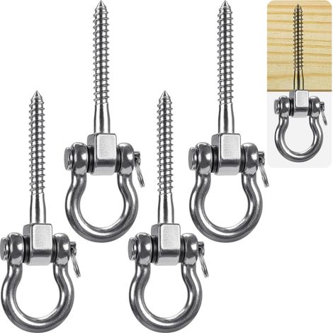 Juego de 4 ganchos de alta resistencia con giro de 180°, adecuados para hamacas de yoga, cuerdas de neumáticos, sillas, sacos de arena, sacos de boxeo y columpios de porche. (1/5)