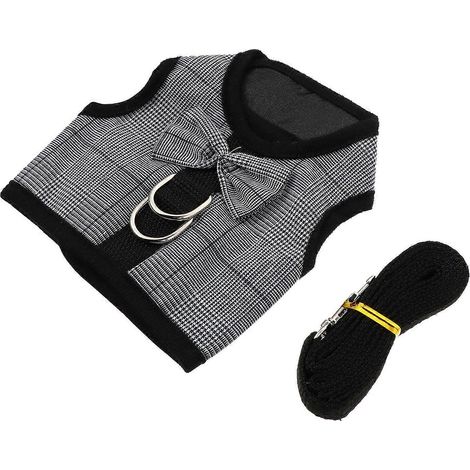 Kaninchenweste und Leinengeschirr für Kaninchen (3-teiliges Set, Schwarz) (1/5)