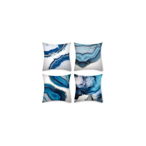 Litzee – 4er-Set Kissenbezüge 45 x 45 cm – 100 % Baumwollleinen – Wasserabweisend und fleckenabweisend – Für drinnen und draußen – Crezuo