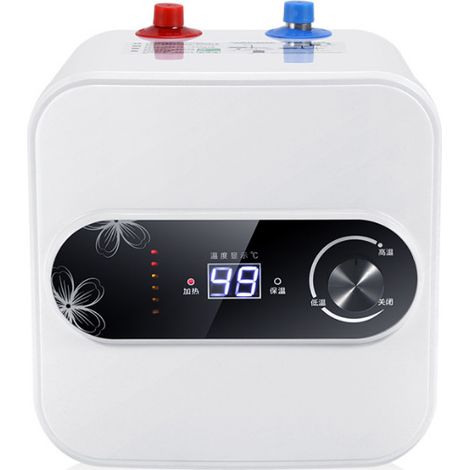 Instant electric water heater with digital display, ideal for showers, kitchens, and bathrooms. 10 L (1/5)