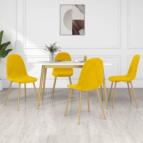 Lot de 4 Chaises de salle à manger, Chaise à dîner, Fauteuils de Relaxation jaune moutarde velours BGT69473 (1/5)