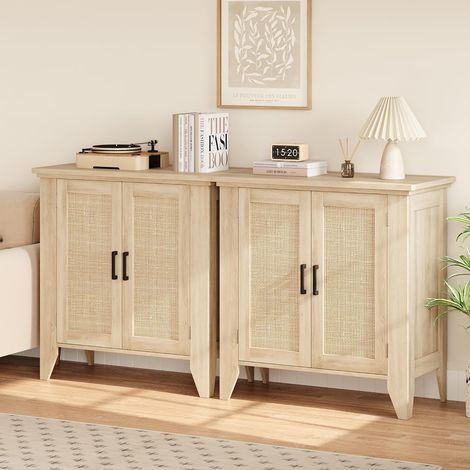 2 buffets rotin portes étagères – bois entrée (1/5)