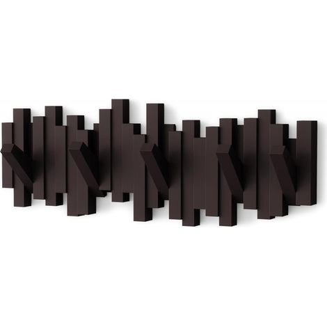 Perchero moderno de pared, perchero creativo para teclas de piano con 5 ganchos plegables, marrón. (1/5)