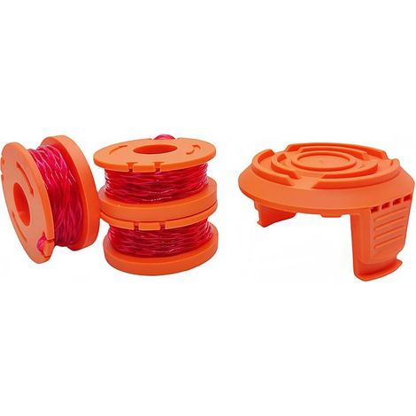 Lot de 20 bobines de fil de coupe pour bordures de 3 m – WA0004.1/WA0010 Diamètre des lames : 1,65 mm Bobine de fil pour débroussailleuse (16 fils de coupe, 4 couvercles) (1/5)