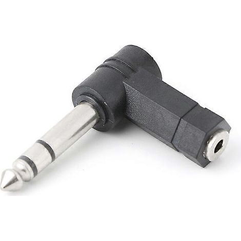 Adaptateur pour casque audio coudé 3,5 mm femelle vers 6,35 mm mâle (1/5)