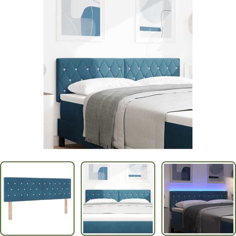 vidaXL Cabecero LED con tiras LED Manual Azul Oscuro 144 cm Terciopelo (1/5)