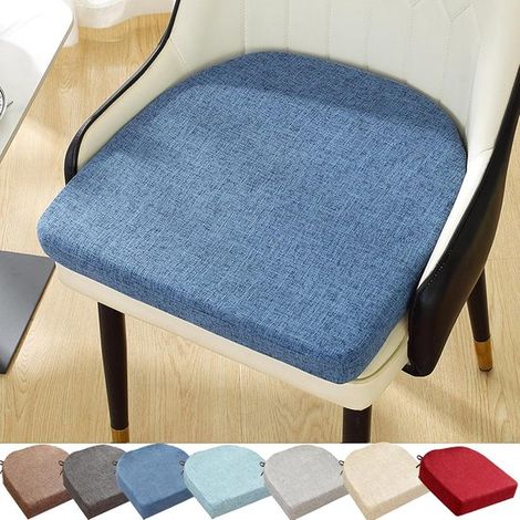 Coussin de chaise de salle à manger antidérapant bleu foncé - 45x45 cm - avec nœud décoratif - doux et épais - assise confortable - fond antidérapant (1/5)
